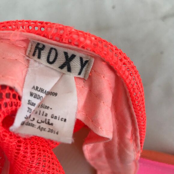 Roxy Trucker Baseball Cap Hat Foam Spell Out Mesh Snap Back Orange White Adult - Picture 3 of 7